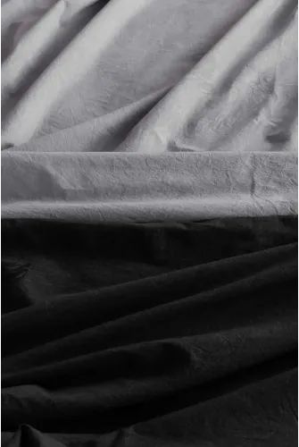 Marble Özel Boyama %100 Pamuk Çift Kişilik Nevresim Takımı Siyah-Gri