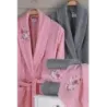 Newhome Mimoza 6 Parça Kutulu %100 Pamuk Aile Bornoz Seti Pembe/Gri