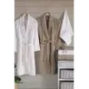 Newhome Mimoza 6 Parça Kutulu %100 Pamuk Aile Bornoz Seti Krem/Kahve