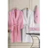Newhome Mimoza 6 Parça Kutulu %100 Pamuk Aile Bornoz Seti Pembe/Krem
