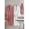 Newhome Mimoza 6 Parça Kutulu %100 Pamuk Aile Bornoz Seti Gülkurusu/Krem