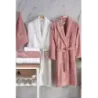 Newhome Mimoza2 6 Parça Kutulu %100 Pamuk Aile Bornoz Seti Pudra/Krem