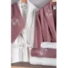 Newhome Mimoza2 6 Parça Kutulu %100 Pamuk Aile Bornoz Seti Gülkurusu/Krem