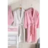 Newhome Mimoza2 6 Parça Kutulu %100 Pamuk Aile Bornoz Seti Pembe/Krem
