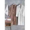 Newhome Elena(1) 6 Parça Kutulu %100 Pamuk Aile Bornoz Seti Krem/Kahve
