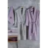 Newhome Elena(1) 6 Parça Kutulu %100 Pamuk Aile Bornoz Seti Lila/Gri