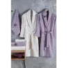 Newhome Elena(1) 6 Parça Kutulu %100 Pamuk Aile Bornoz Seti Lila/Krem