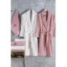 Newhome Elena(1) 6 Parça Kutulu %100 Pamuk Aile Bornoz Seti Pudra/Krem