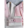 Newhome Elena(1) 6 Parça Kutulu %100 Pamuk Aile Bornoz Seti Pembe/Krem