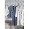 Newhome Elena(2) 6 Parça Kutulu %100 Pamuk Aile Bornoz Seti Krem/İndigo