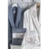 Newhome Elena(2) 6 Parça Kutulu %100 Pamuk Aile Bornoz Seti Krem/İndigo