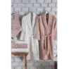 Newhome Elena(2) 6 Parça Kutulu %100 Pamuk Aile Bornoz Seti Pudra/Krem