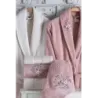 Newhome Elena(2) 6 Parça Kutulu %100 Pamuk Aile Bornoz Seti Gülkurusu/Krem