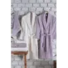 Newhome Elena(2) 6 Parça Kutulu %100 Pamuk Aile Bornoz Seti Lila/Krem