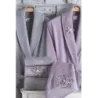 Newhome Elena(2) 6 Parça Kutulu %100 Pamuk Aile Bornoz Seti Lila/Gri