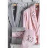 Newhome Elena(2) 6 Parça Kutulu %100 Pamuk Aile Bornoz Seti Pembe/Gri