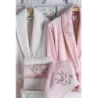Newhome Elena(2) 6 Parça Kutulu %100 Pamuk Aile Bornoz Seti Pembe/Krem