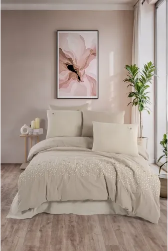 Newhome Diamond Diva Kahve Lüx Nakışlı %100 Pamuk Çift Kişilik Nevresim Takımı