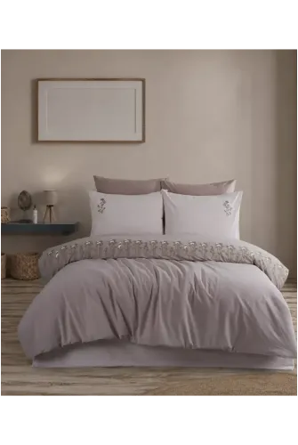 Newhome Diamond Florin Rose Lüx Nakışlı %100 Pamuk Çift Kişilik Nevresim Takımı