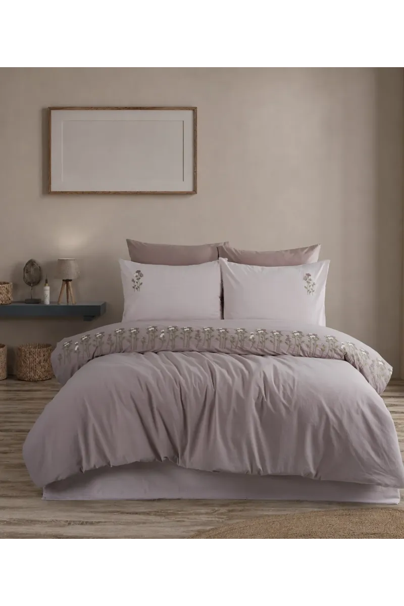 Newhome Diamond Florin Rose Lüx Nakışlı %100 Pamuk Çift Kişilik Nevresim Takımı