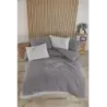 Newhome Diamond Lotus Antrasit Lüx Nakışlı %100 Pamuk Çift Kişilik Nevresim Takımı