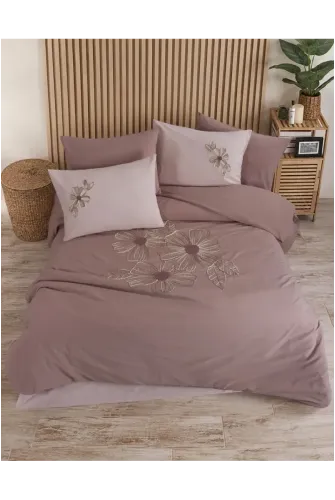 Newhome Diamond Lotus Rose Lüx Nakışlı %100 Pamuk Çift Kişilik Nevresim Takımı