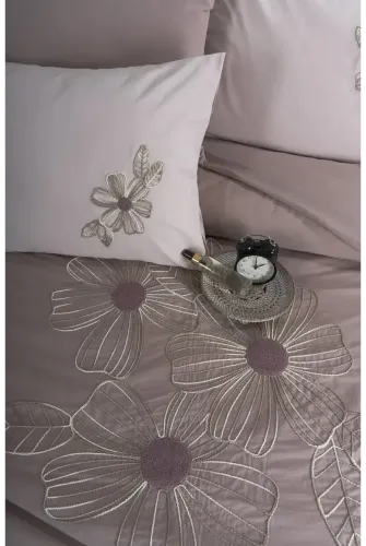 Newhome Diamond Lotus Rose Lüx Nakışlı %100 Pamuk Çift Kişilik Nevresim Takımı
