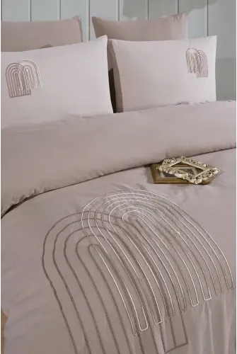 Newhome Diamond Luna Kahve Lüx Nakışlı %100 Pamuk Çift Kişilik Nevresim Takımı