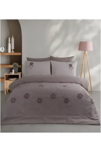 Newhome Diamond Vita Rose Lüx Nakışlı %100 Pamuk Çift Kişilik Nevresim Takım