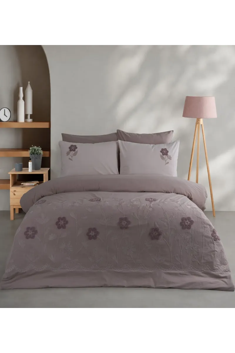 Newhome Diamond Vita Rose Lüx Nakışlı %100 Pamuk Çift Kişilik Nevresim Takım
