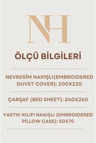 Newhome Diamond Vita Yeşil Lüx Nakışlı %100 Pamuk Çift Kişilik Nevresim Takım