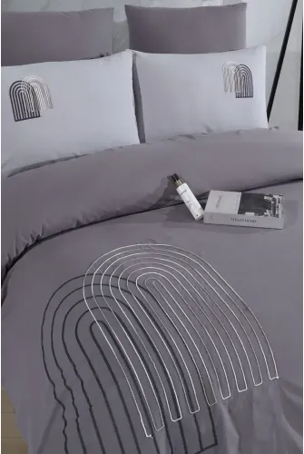 Newhome Diamond Luna Antrasit Lüx Nakışlı %100 Pamuk Çift Kişilik Nevresim Takımı