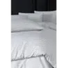 Newhome Çizgili Pamuk Saten Battal Boy Açık Gri Nevresim Takımı 220x200 Cm