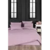 Newhome Çizgili Pamuk Saten Battal Boy Lila Nevresim Takımı 220x200 Cm