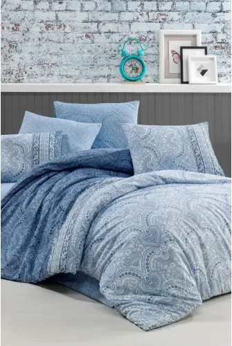 Newhome Ranforce Carin Mavi Tek Kişilik Nevresim Takımı